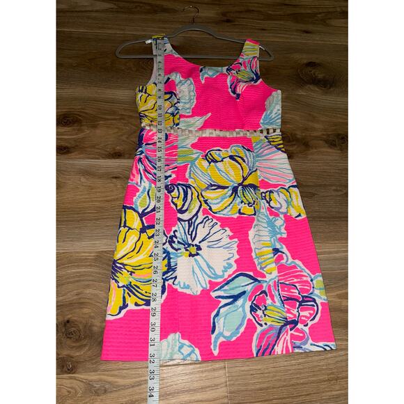 Lilly Pulitzer Iggy Kir Royal Pink Swept By The Tides Cut Out Waist Dress - Sz 0 - Picture 12 of 12